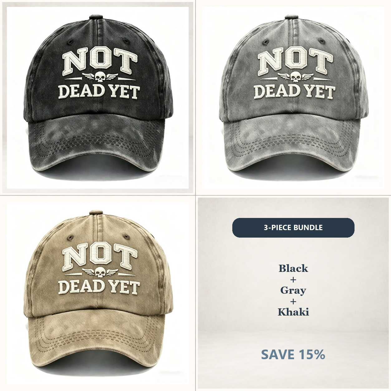 🧢Not Dead Yet Veteran Pride Dad Hat – Vintage Embroidered Cap