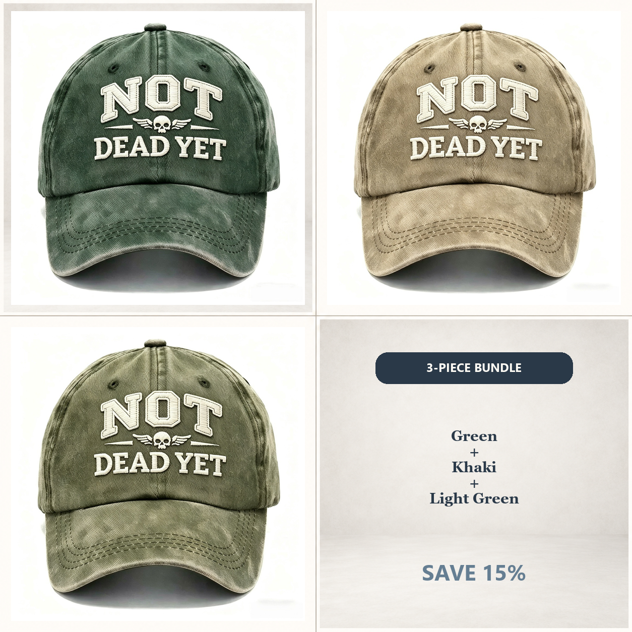 🧢Not Dead Yet Veteran Pride Dad Hat – Vintage Embroidered Cap