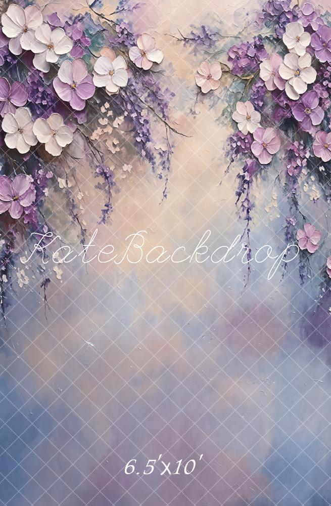 Kate Atelier Fine Art Pastel Purple Floral Backdrop