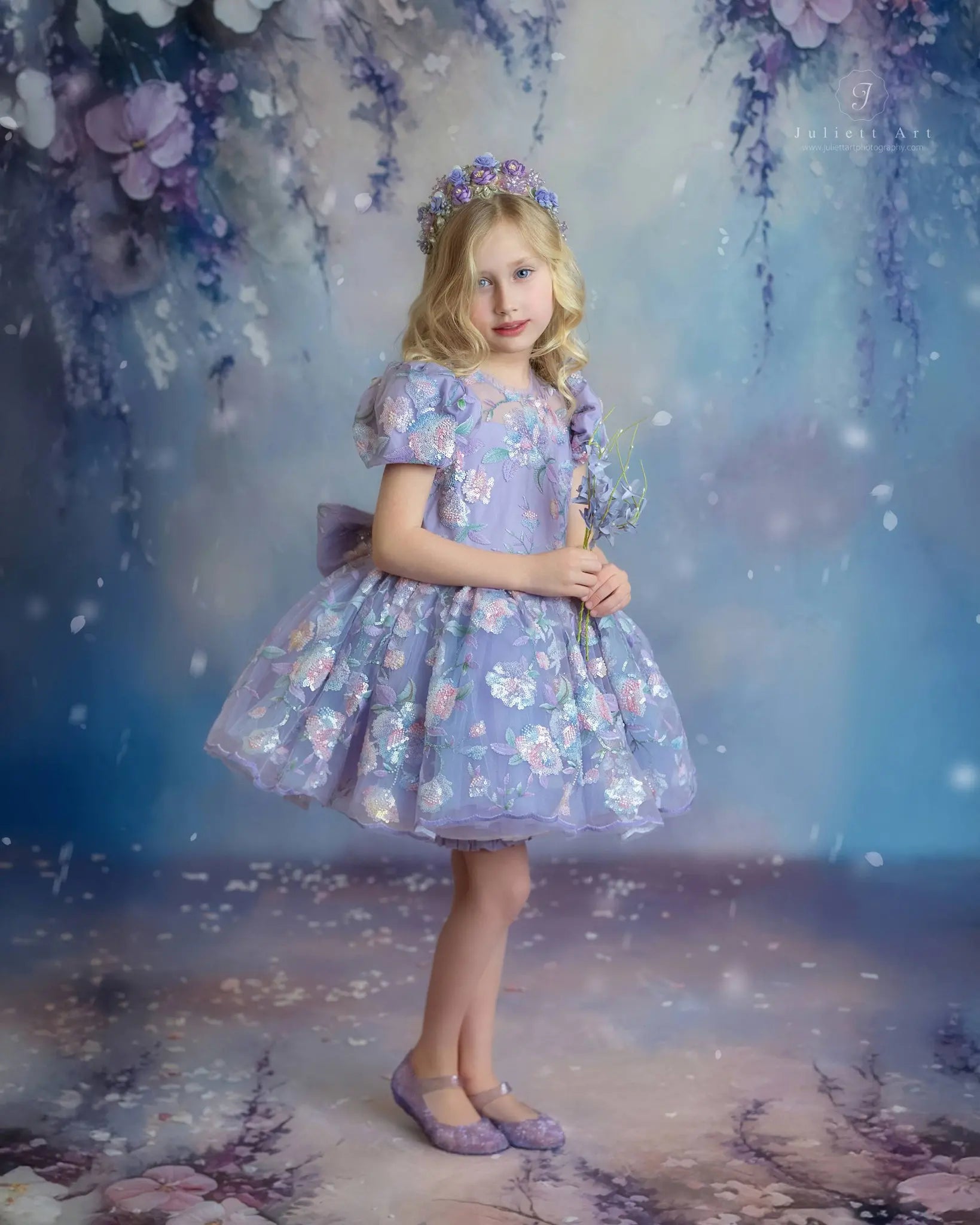Kate Atelier Fine Art Pastel Purple Floral Backdrop