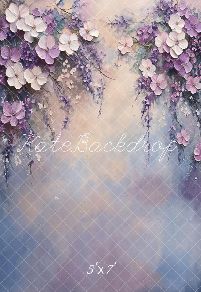 Kate Atelier Fine Art Pastel Purple Floral Backdrop