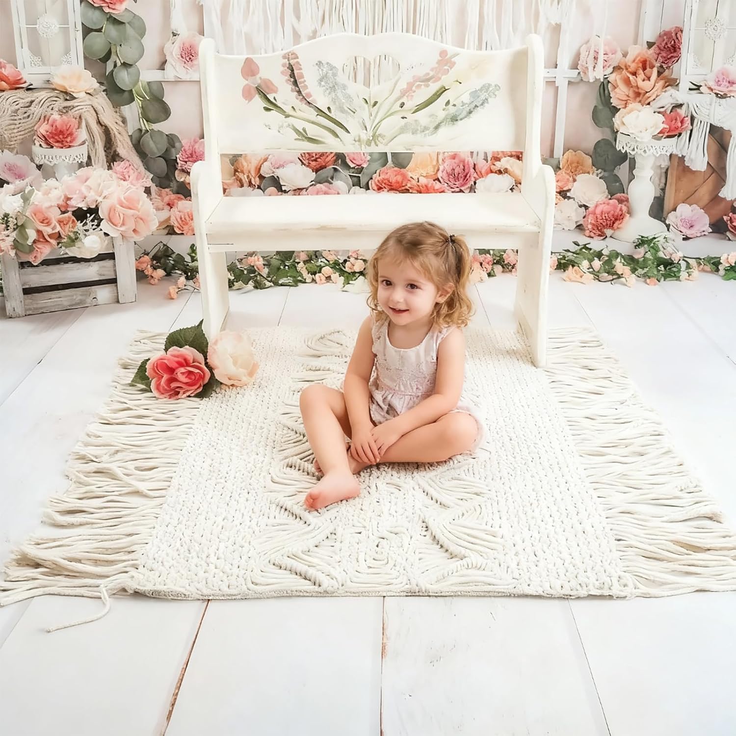 Kate Atelier White Wood Texture Rubber Floor Mat 