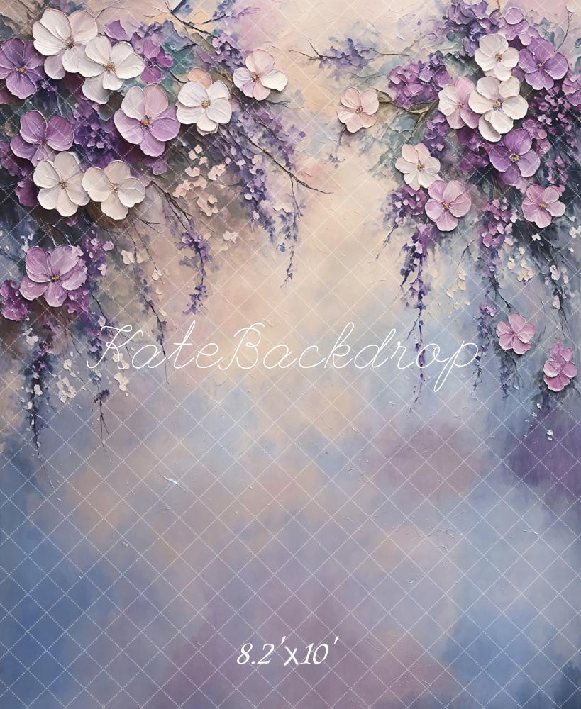 Kate Atelier Fine Art Pastel Purple Floral Backdrop