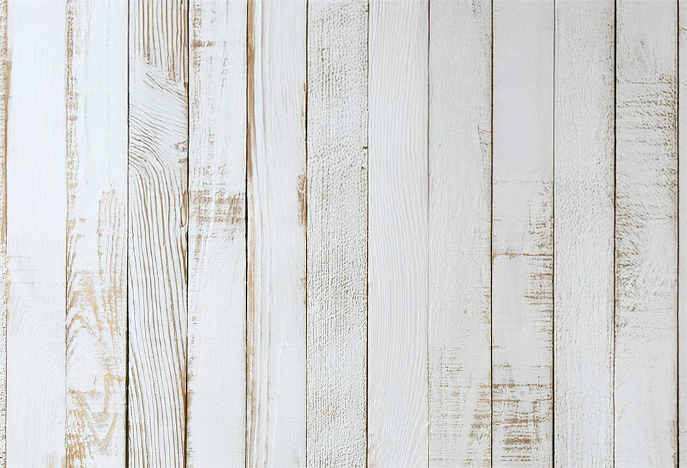Kate Atelier White Painted Wood Boards Rubber Floor Mat