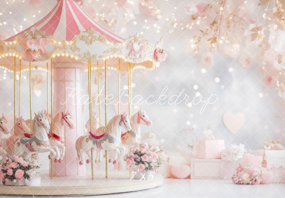 Kate Atelier Valentine Carousel Pink Floral Backdrop