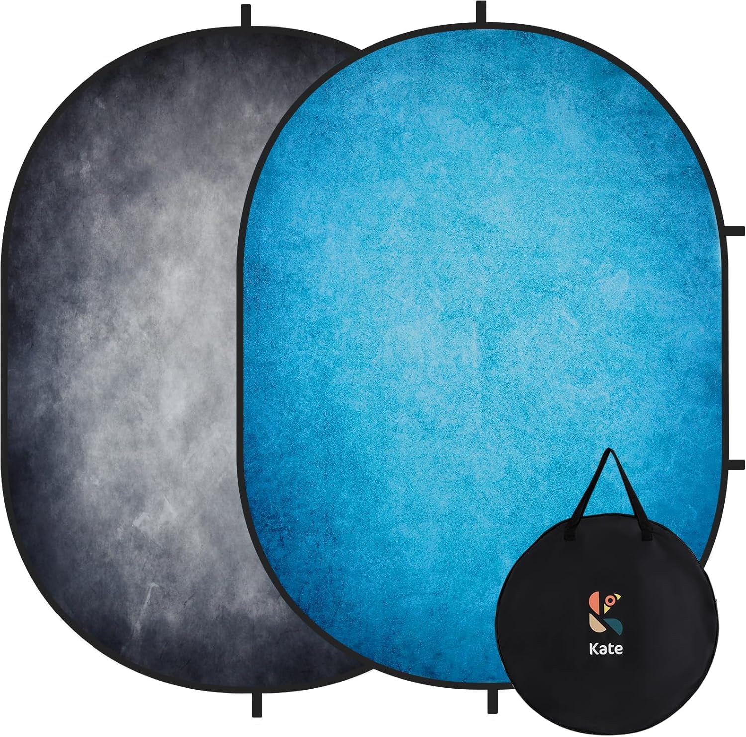 Kate Atelier Abstract Ocean Blue /Dark Gray Collapsible Backdrop 