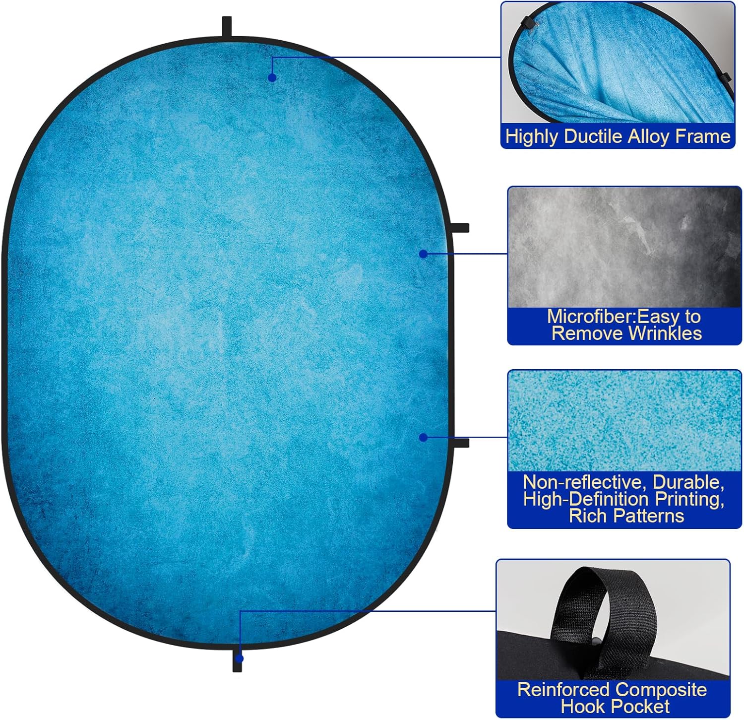 Kate Atelier Abstract Ocean Blue /Dark Gray Collapsible Backdrop 