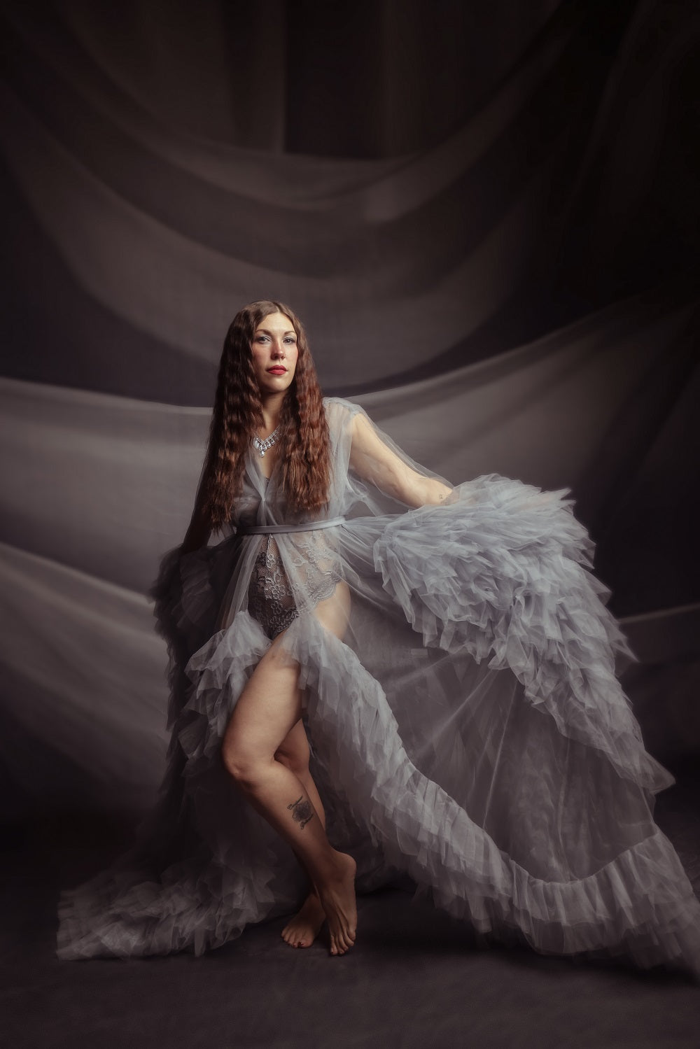 Kate Atelier Gray Draped Abstract Backdrop