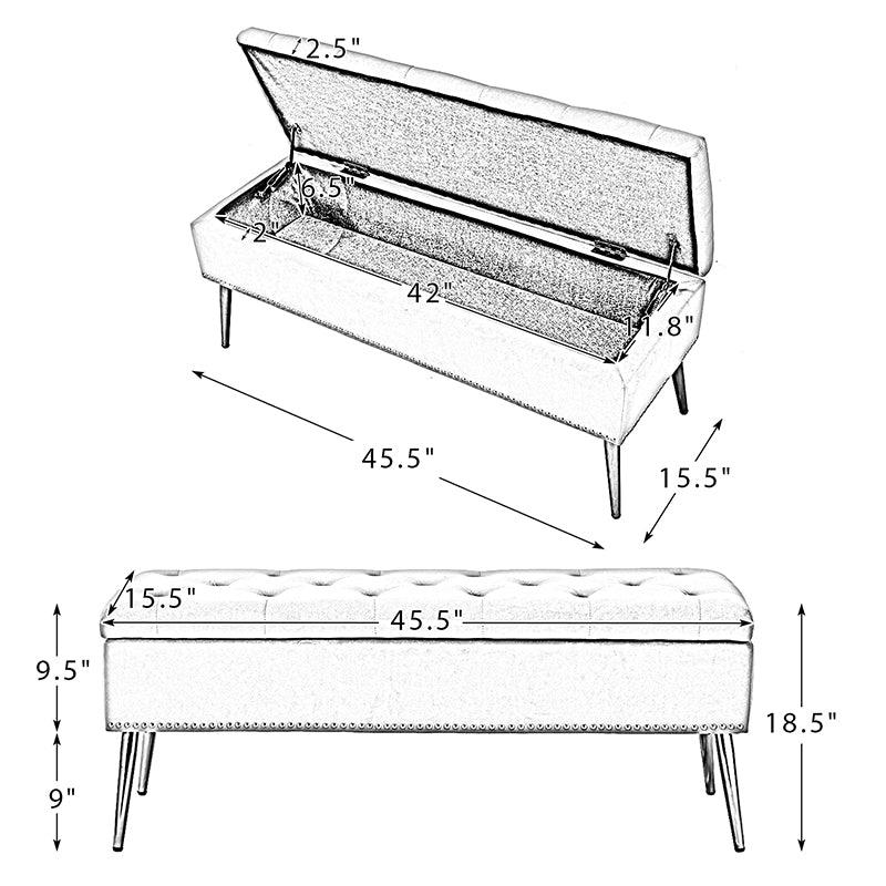 Lenore Upholstered Storage Bench - Hulala Home