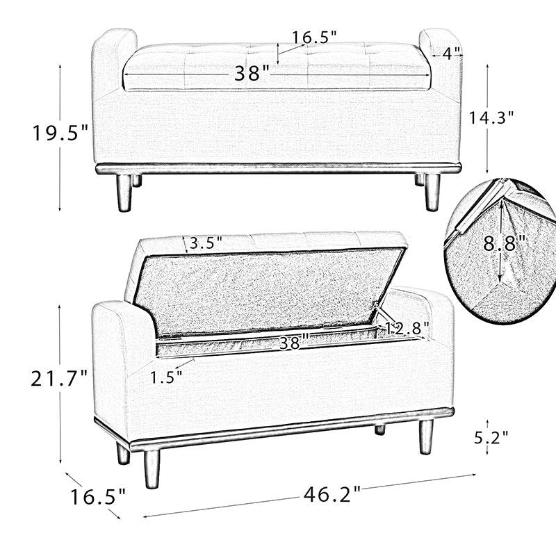 Clover Upholstered Flip Top Storage Bench - Hulala Home