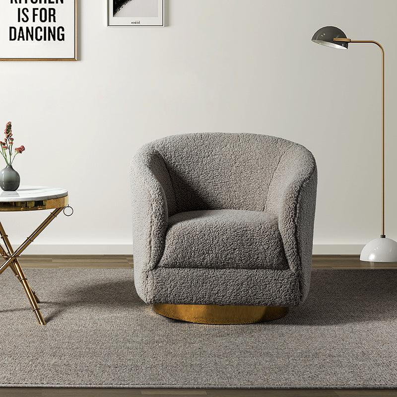 Victoria Boucle Swivel Barrel Chair - Hulala Home