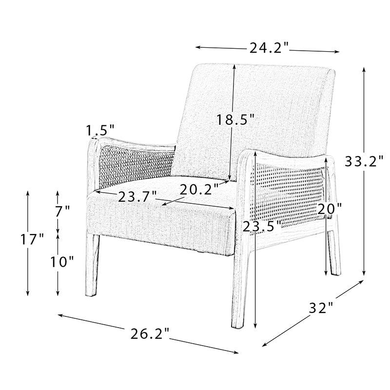Marlowe Upholstered Cane Armchair - Hulala Home