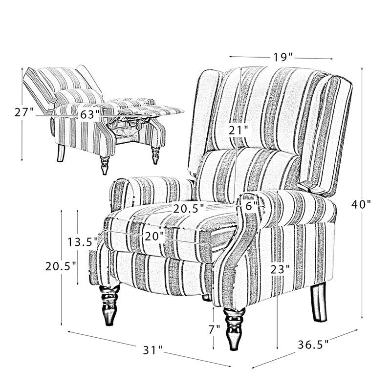 Erdeni Upholstered Manual Wingback Recliner Chair - Hulala Home