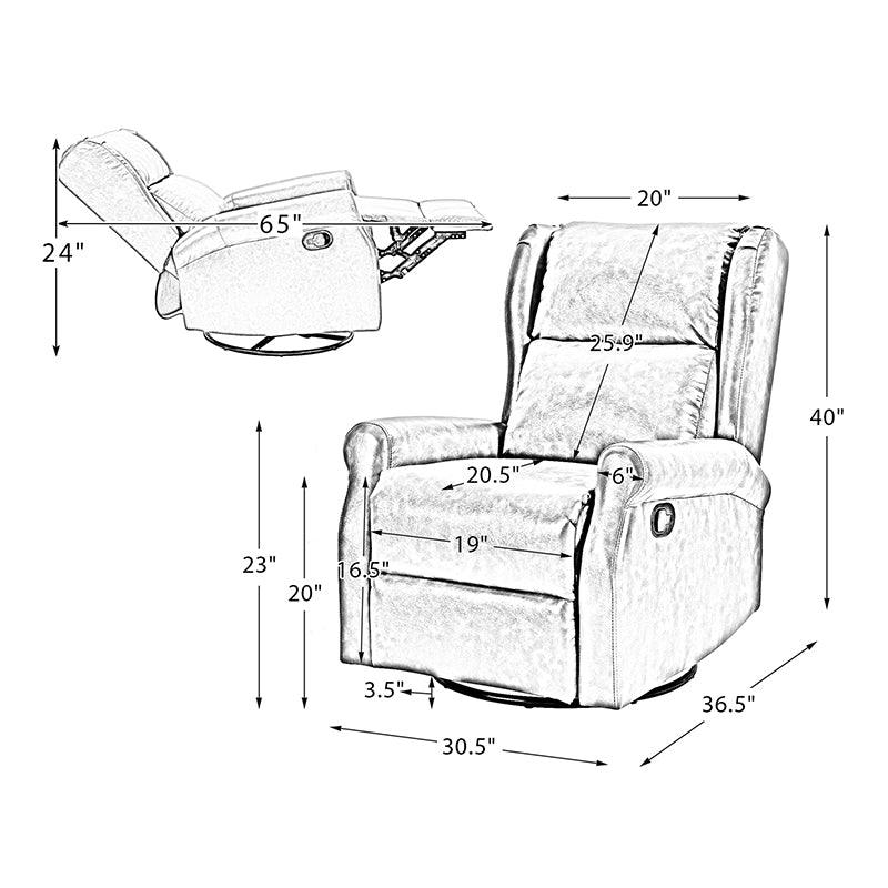 Chanhu Vegan Leather Swivel Recliner - Hulala Home