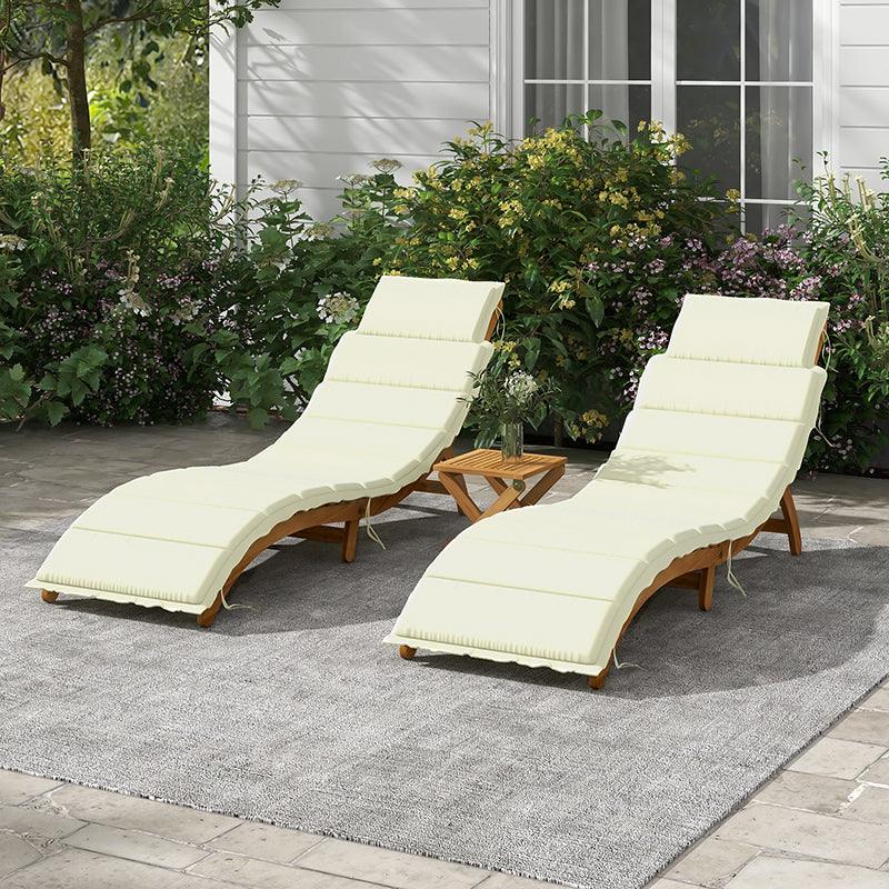 Vincenzo Acacia Wood Chaise Lounge Set with Cushions and Table - Hulala Home