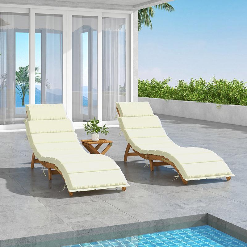 Vincenzo Acacia Wood Chaise Lounge Set with Cushions and Table - Hulala Home