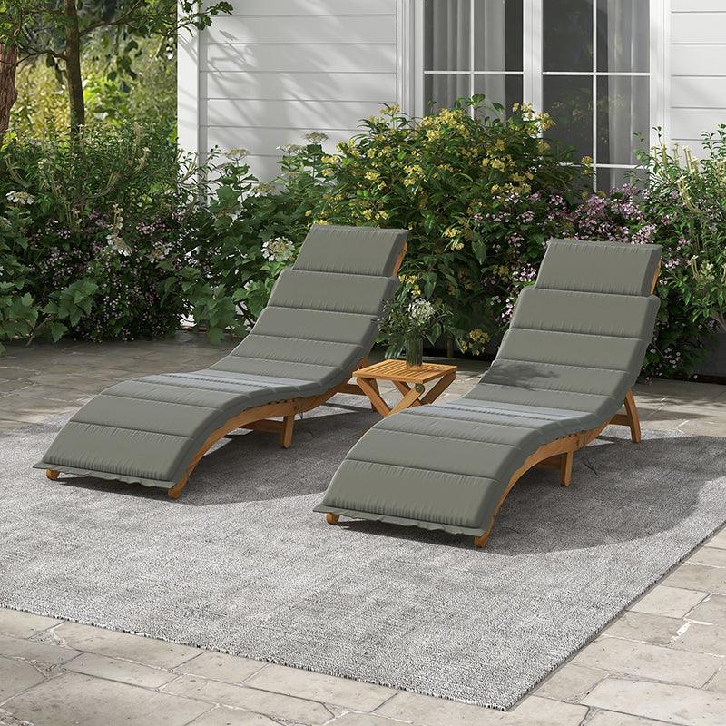 Vincenzo Acacia Wood Chaise Lounge Set with Cushions and Table - Hulala Home