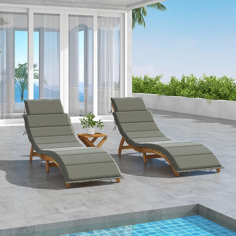 Vincenzo Acacia Wood Chaise Lounge Set with Cushions and Table - Hulala Home
