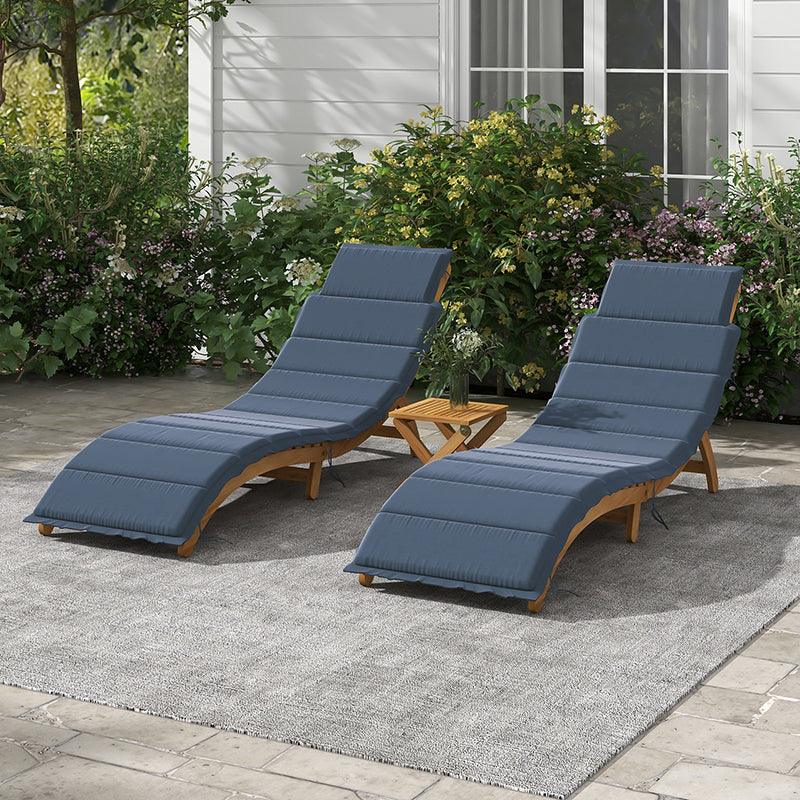 Vincenzo Acacia Wood Chaise Lounge Set with Cushions and Table - Hulala Home