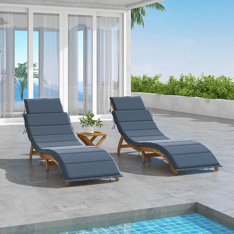 Vincenzo Acacia Wood Chaise Lounge Set with Cushions and Table - Hulala Home