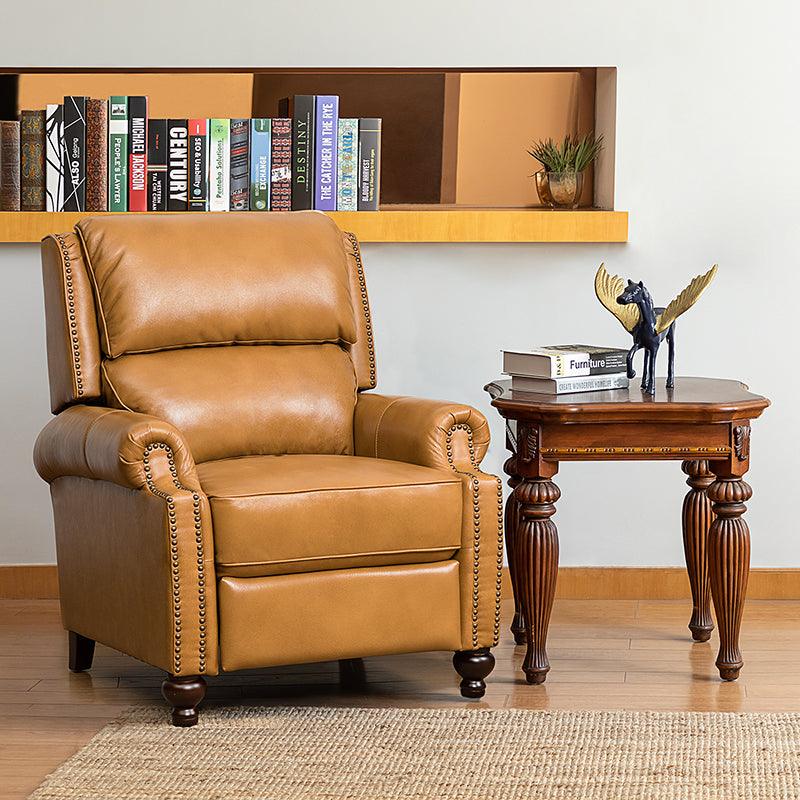 Mid-century Genuine leather recliner chair for living room - Hulala Home