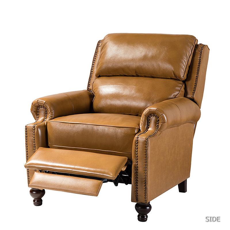 Mid-century Genuine leather recliner chair for living room - Hulala Home