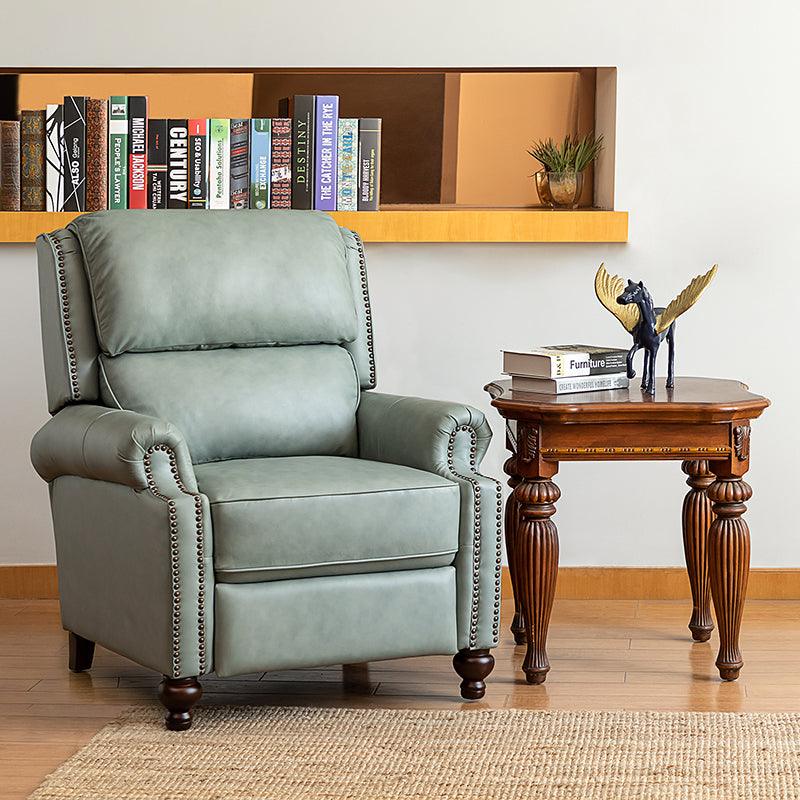 Mid-century Genuine leather recliner chair for living room - Hulala Home