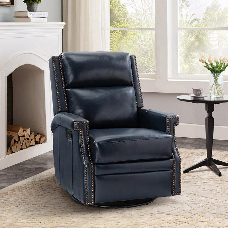 Canace modern Genuine leather Manual Glider recliner swivel chair - Hulala Home