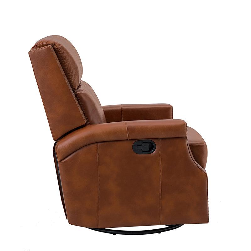 Canace modern Genuine leather Manual Glider recliner swivel chair - Hulala Home