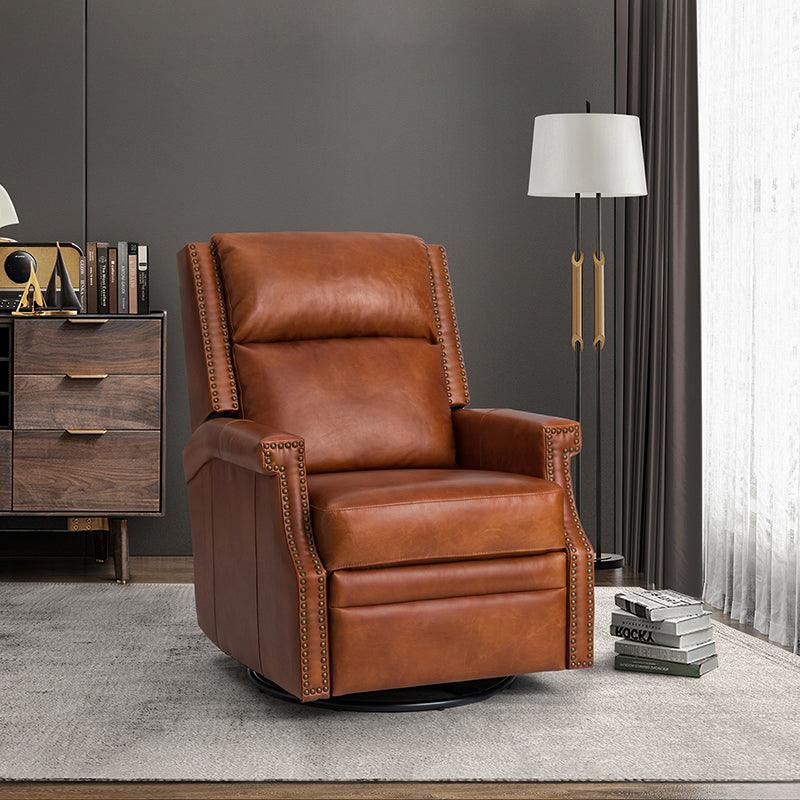 Canace modern Genuine leather Manual Glider recliner swivel chair - Hulala Home