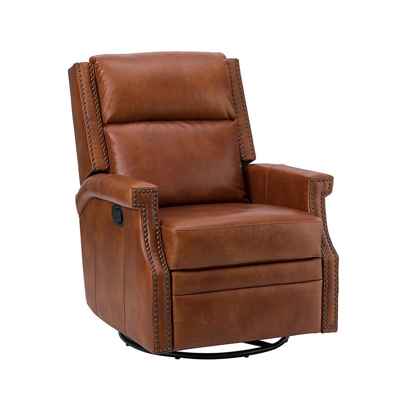 Canace modern Genuine leather Manual Glider recliner swivel chair - Hulala Home
