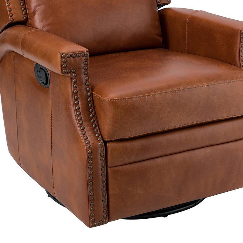 Canace modern Genuine leather Manual Glider recliner swivel chair - Hulala Home