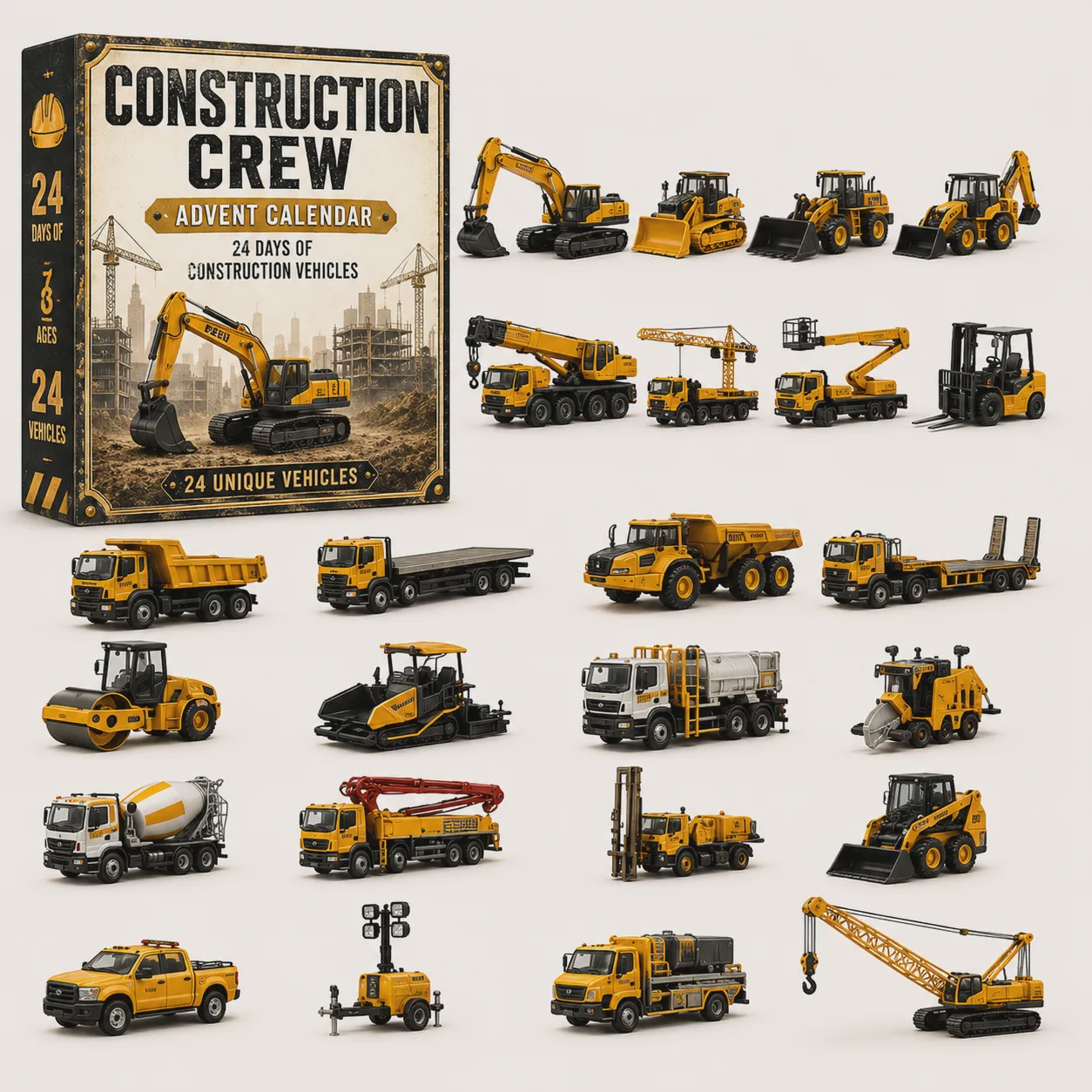 🚜Build the Fleet Collection 24-Day Vehicle Advent Calendar Series Christmas gifts-HandPrint