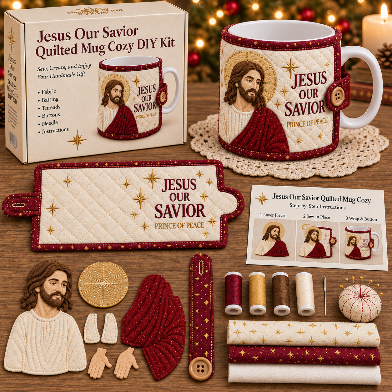 ✝️ Christmas Faith Mug Cozy Sewing Kit-HandPrint