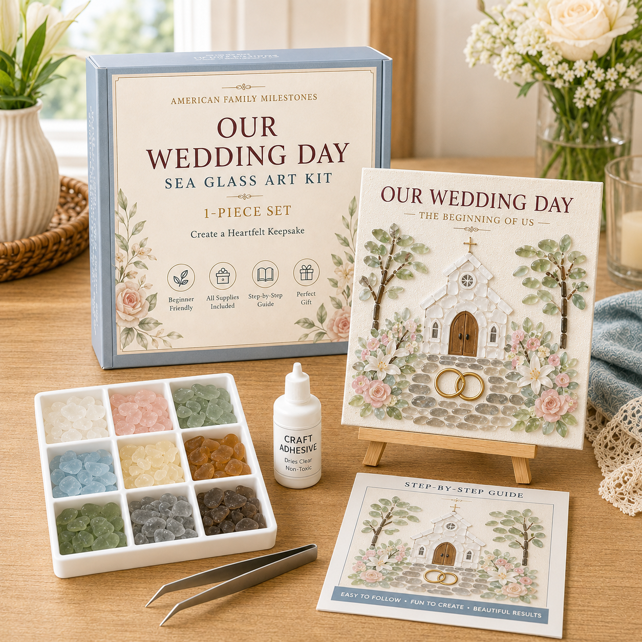 🏡 American Family Milestones Sea Glass Art Kit-HandPrint