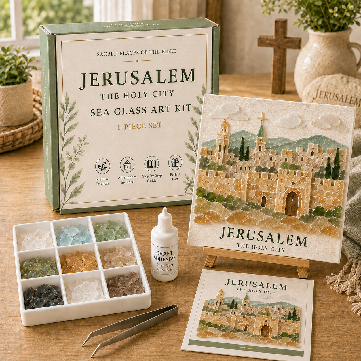 ⛪ Sacred Places of the Bible Sea Glass Art Kit-HandPrint