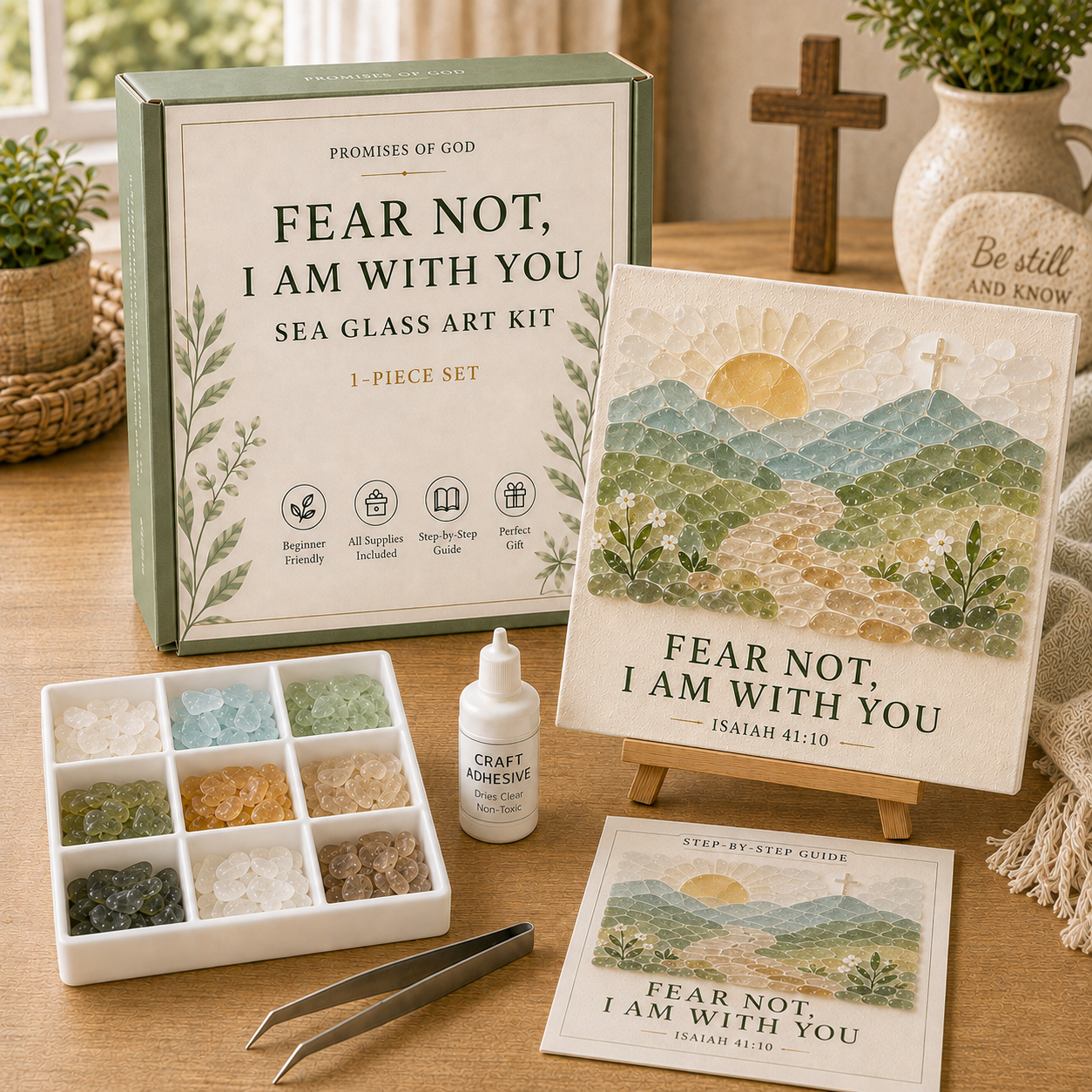 🌿 Promises of God Sea Glass Art Kit-HandPrint