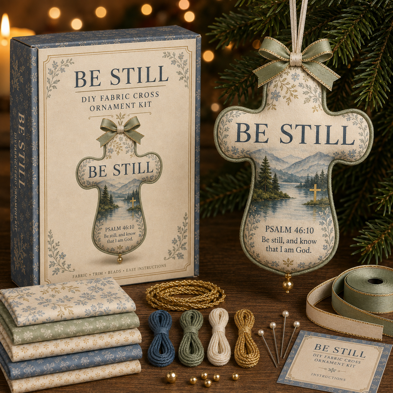 ✝️ Scripture Fabric Cross Ornament DIY Kit-HandPrint