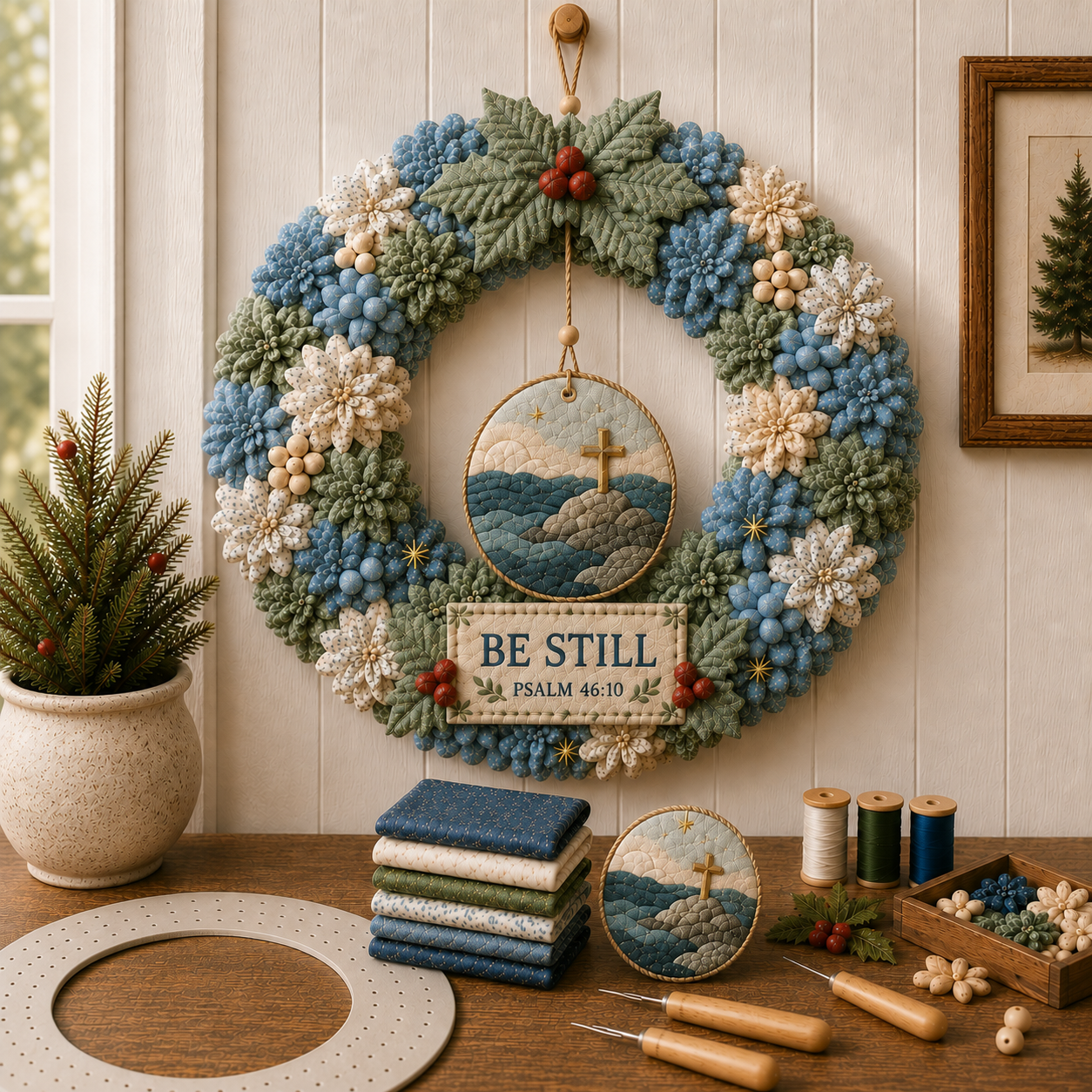 🌿 Faith & Scripture Fabric Wreath DIY Kit-HandPrint