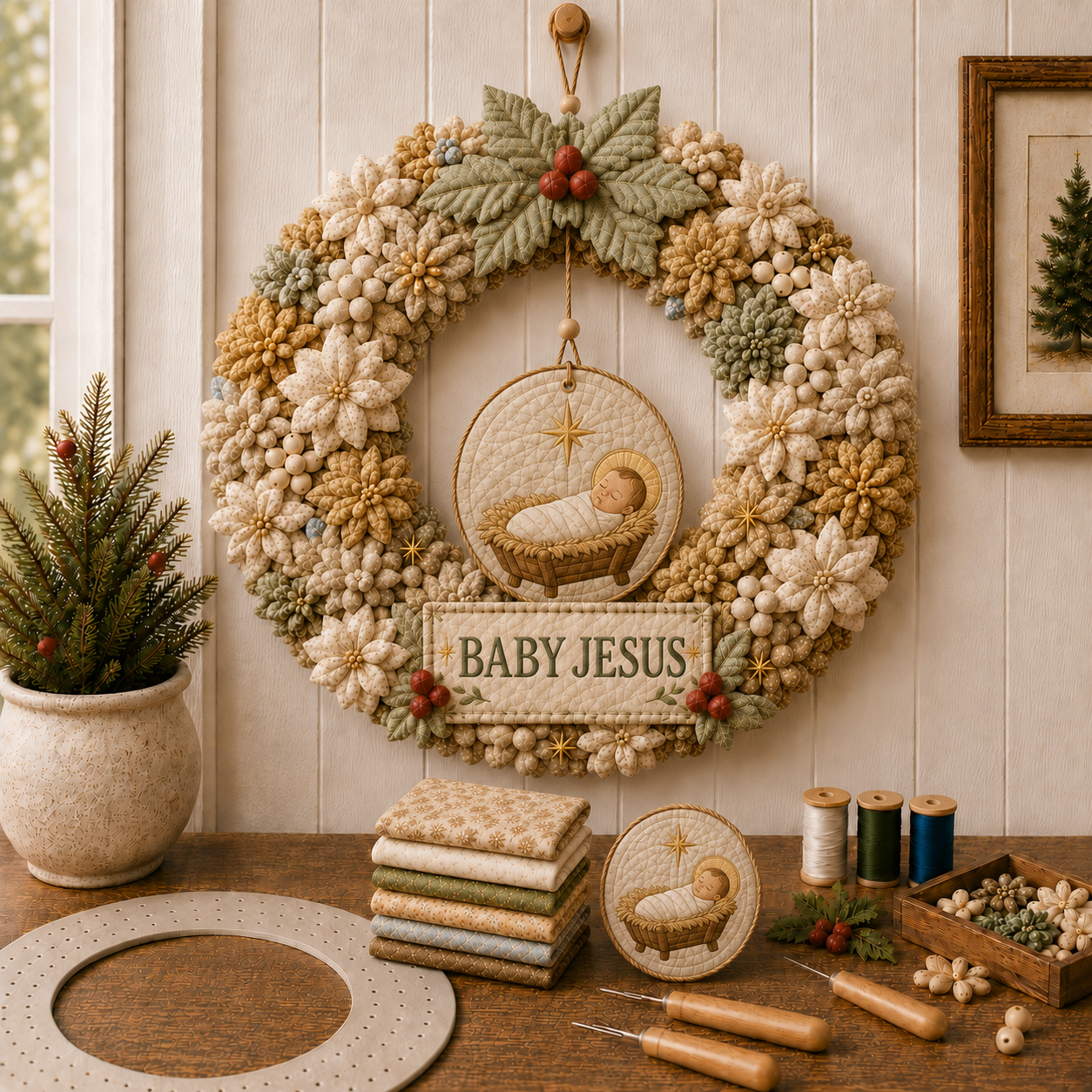✝️ Christian Faith Fabric Wreath DIY Kit-HandPrint