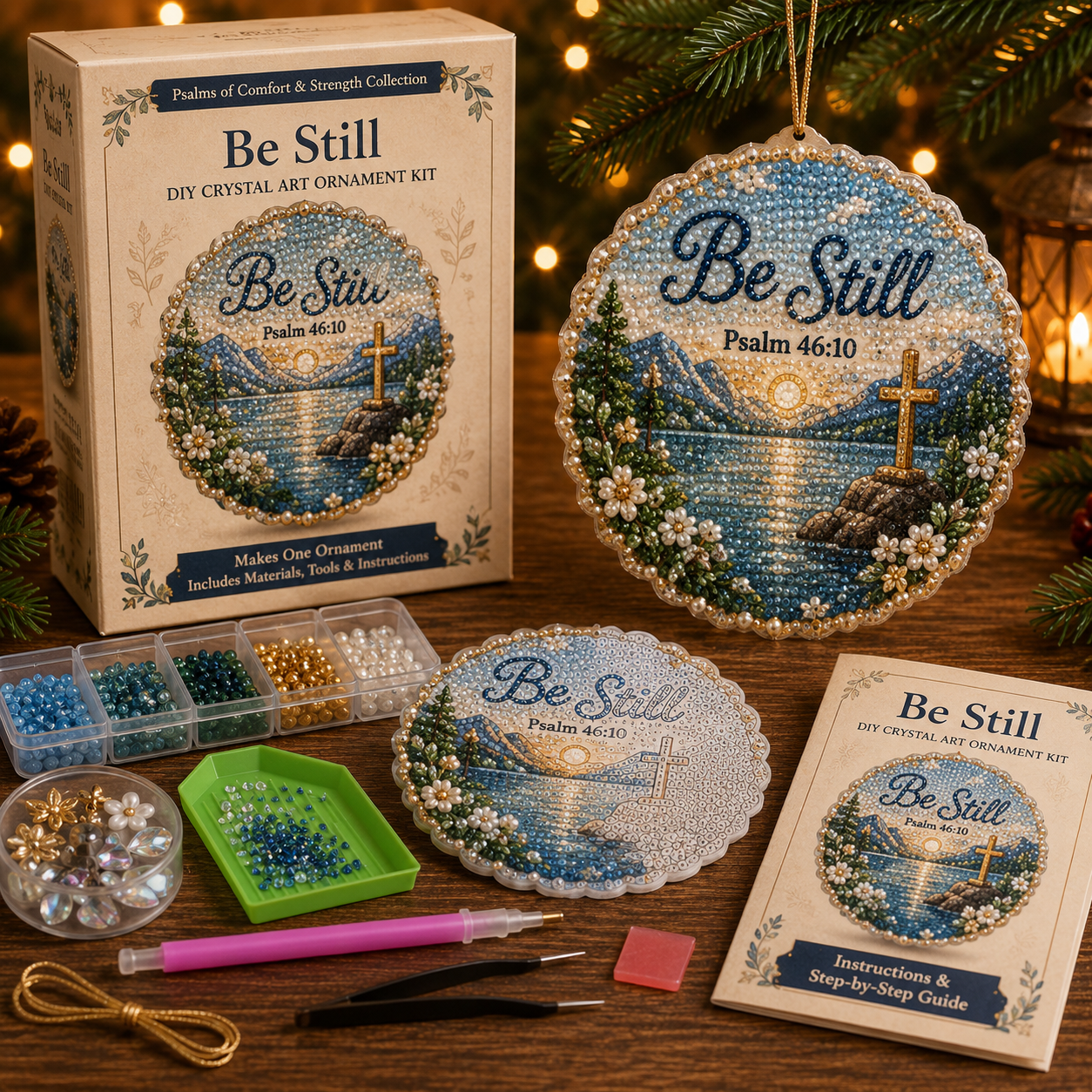 ✝️ Psalms of Comfort & Strength Pearl Diamond Art Hanging Ornament Kit-HandPrint