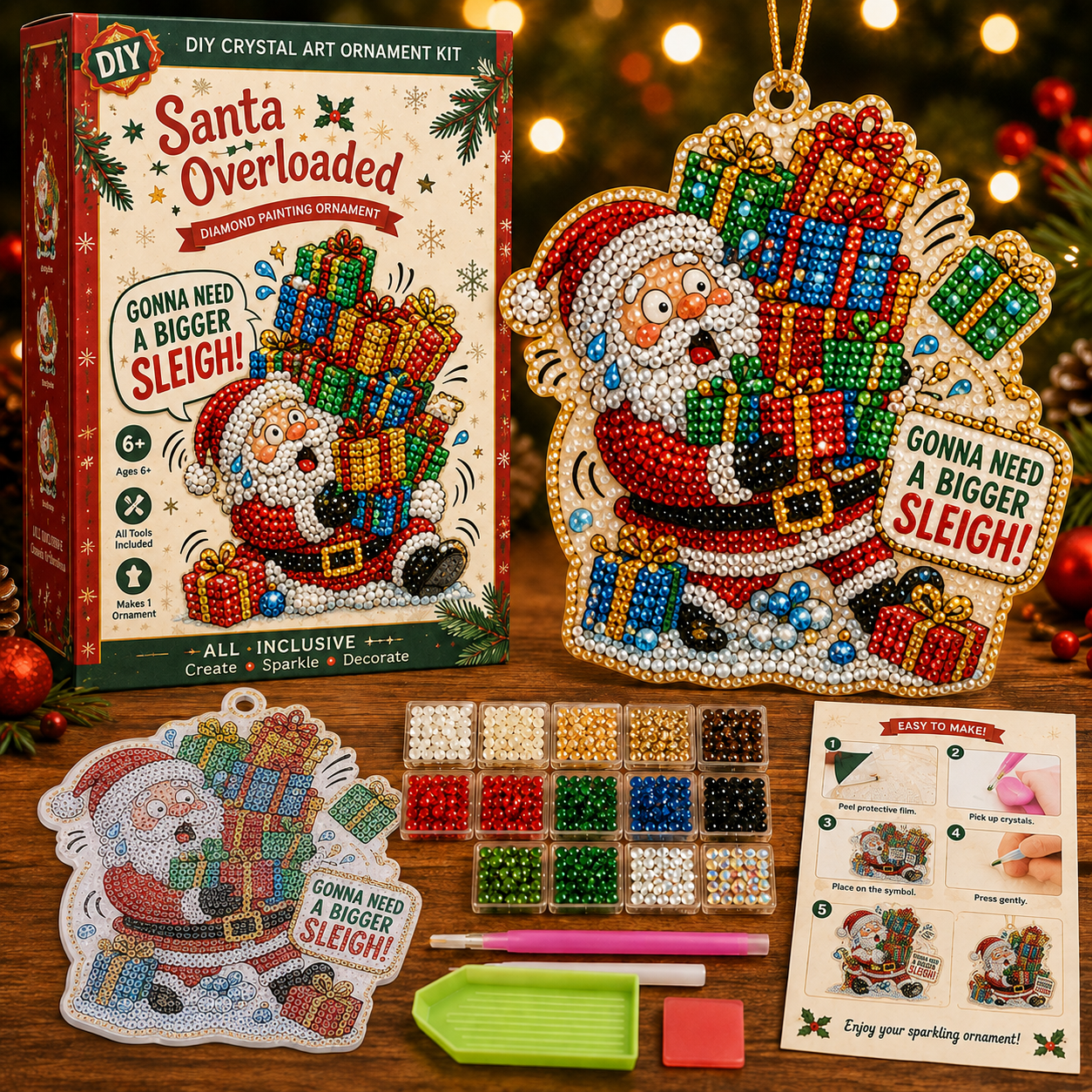 🎄 Funny Christmas Pearl Diamond Art Hanging Ornament Kit-HandPrint