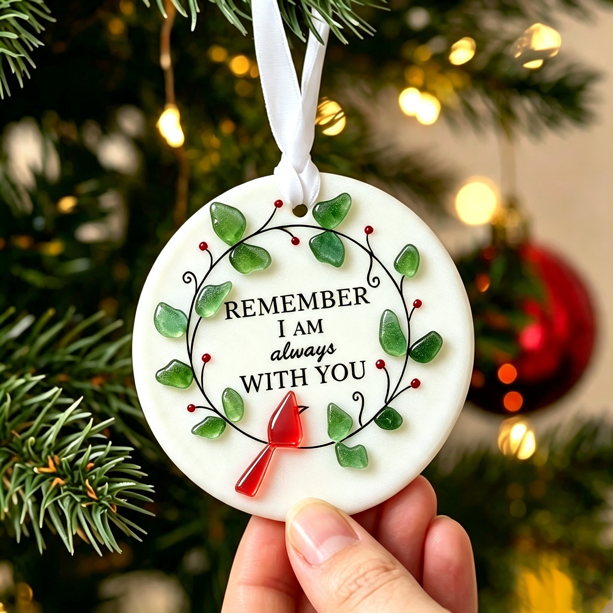 Always With You Sea Glass Ornament-HandPrint