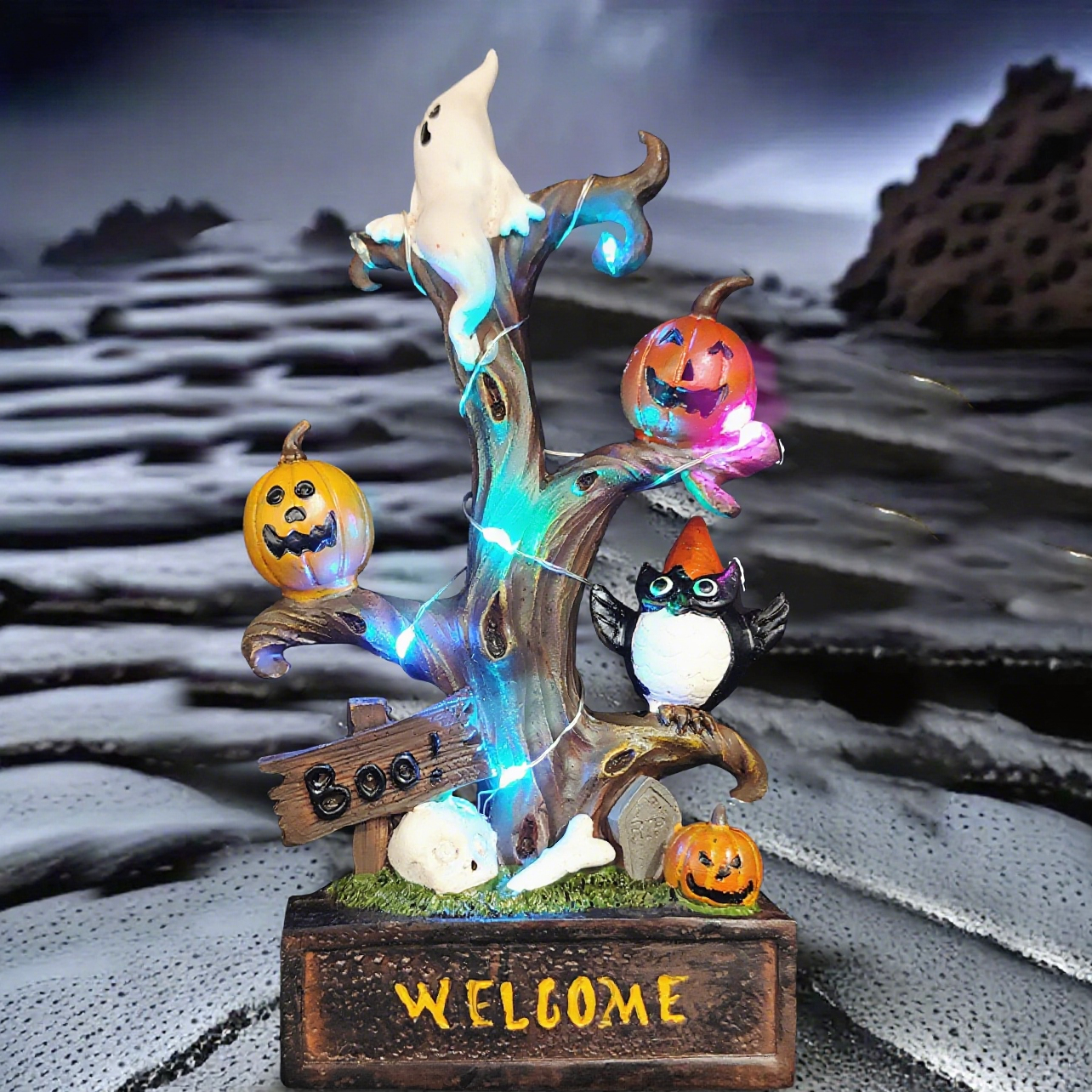 Halloween Welcome Tree with Lights-HandPrint