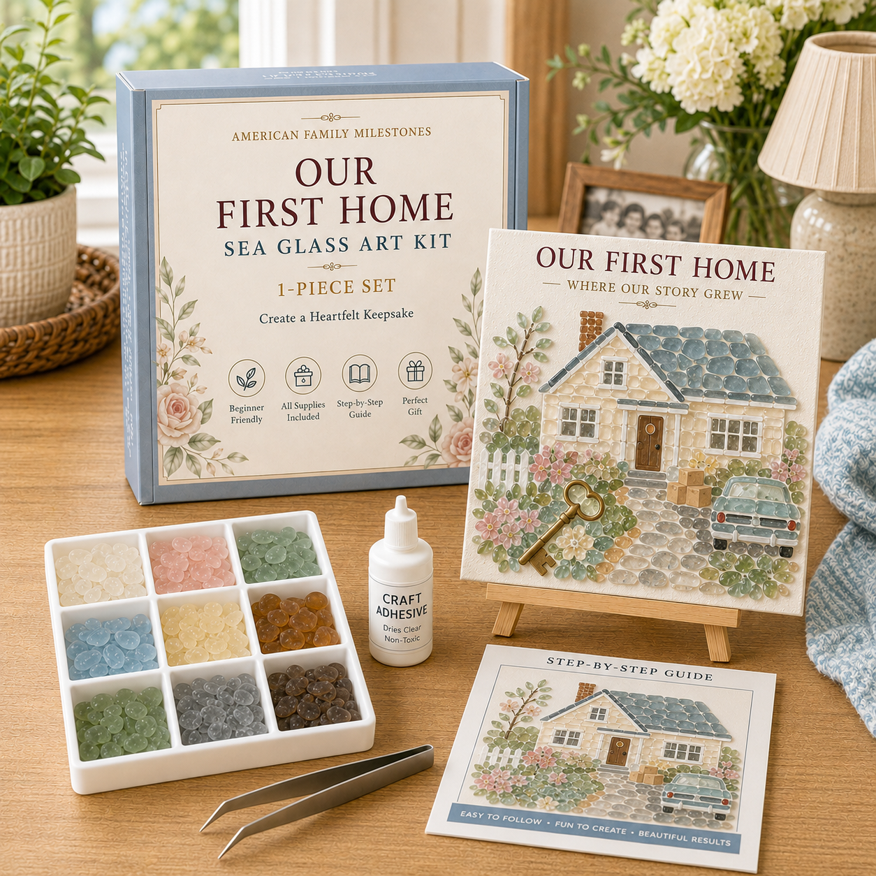 🏡 American Family Milestones Sea Glass Art Kit-HandPrint