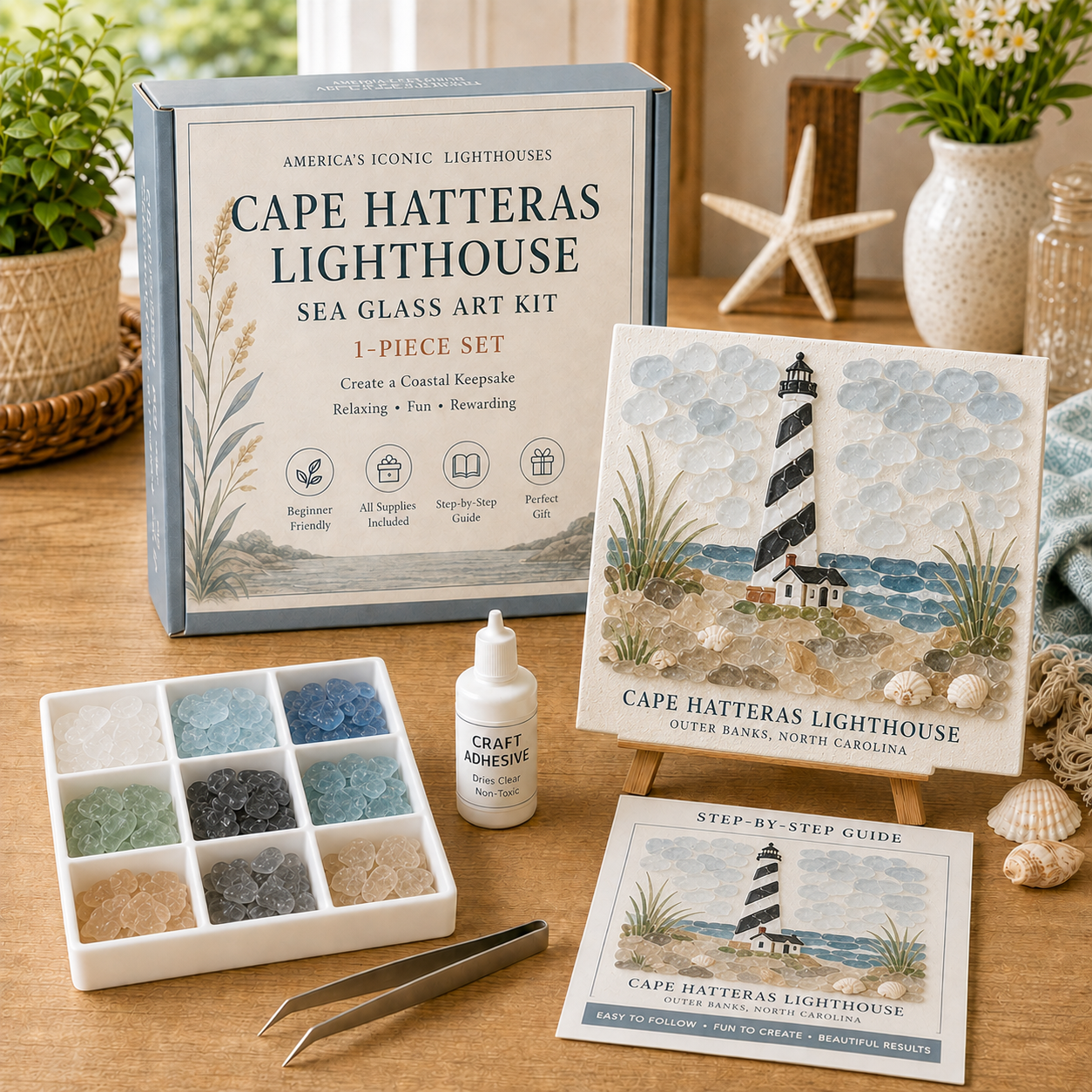🌊 America’s Iconic Lighthouses Sea Glass Art Kit-HandPrint