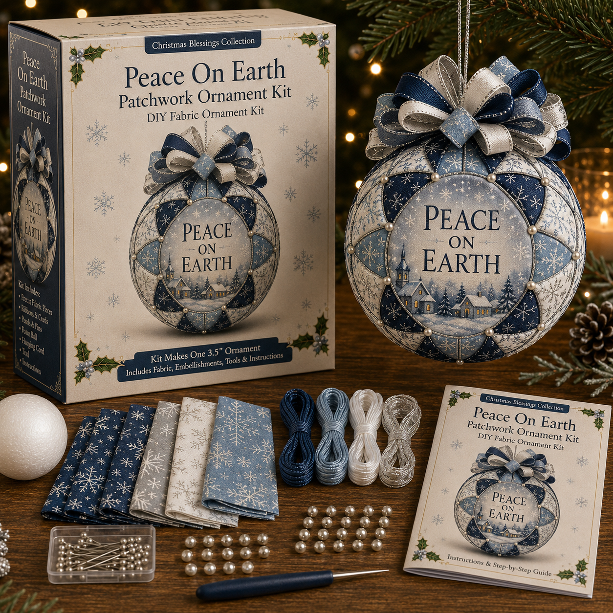 🎄 Christmas Blessings Patchwork Ornament DIY Kit-HandPrint