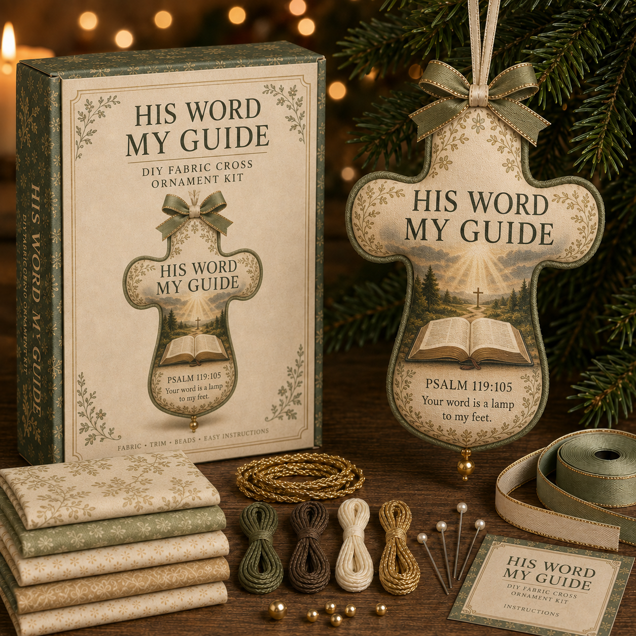 ✝️ Scripture Fabric Cross Ornament DIY Kit-HandPrint