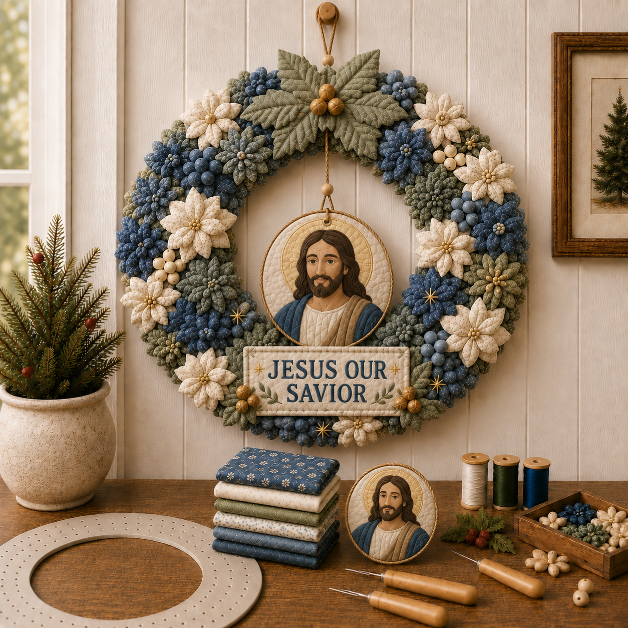 ✝️ Christian Faith Fabric Wreath DIY Kit-HandPrint