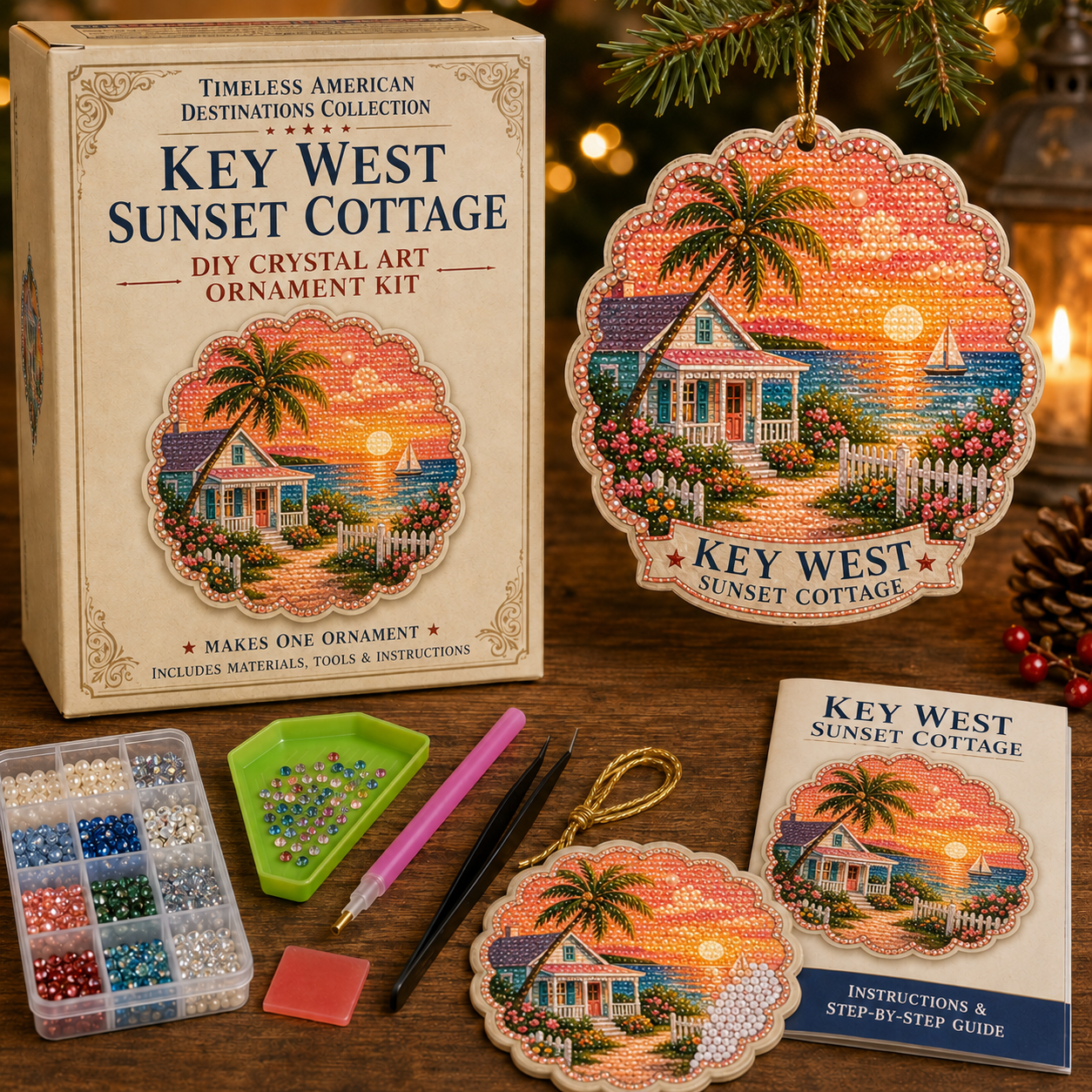 🗺️Timeless American Destinations Pearl Diamond Art Hanging Ornament Kit-HandPrint